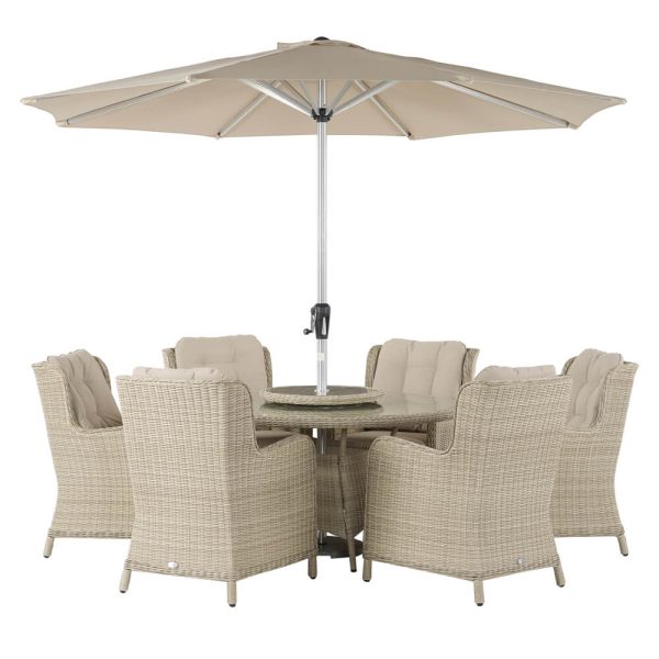 Chedworth 6 Seat Garden dining Set With round Table With Lazy Susan Parasol CutOut Image X20WCW140RD1