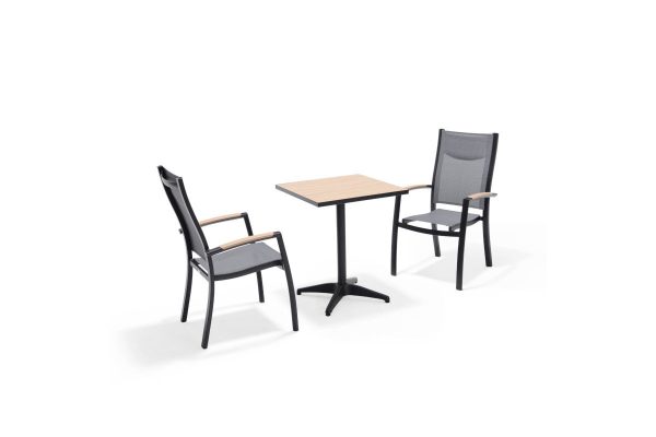 Panama stacking armchair square table 64x64cm 76h ALU BMB WNT MEG 2 2 ALU YET R69804 R69797