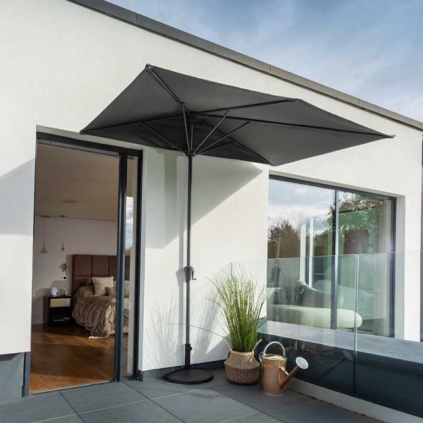 hartman catalan half 2.3m round balcony parasol cover dark grey